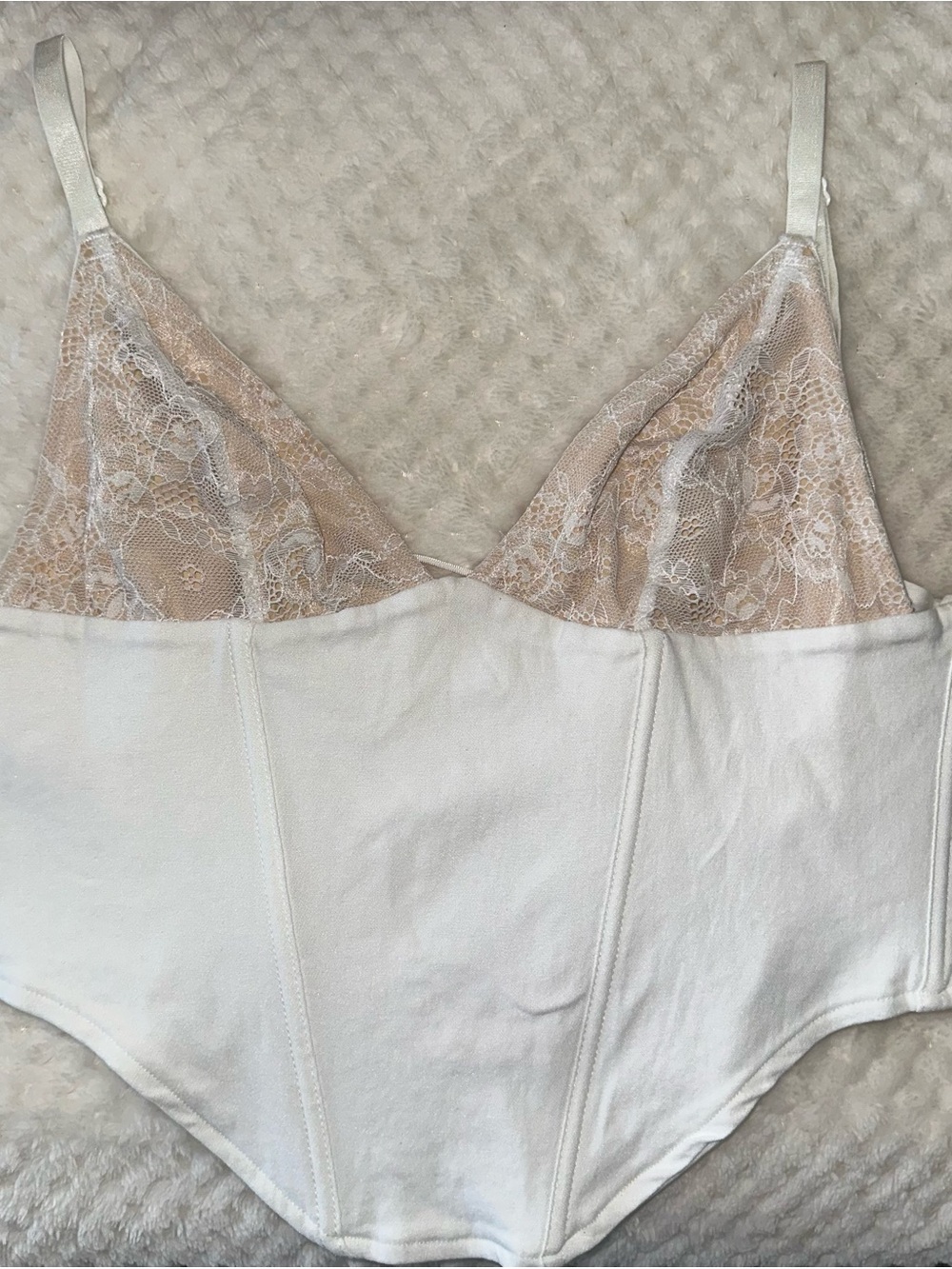 Glassons White Corset Top with Nude Lace Cups US Size 4/ AU size 8